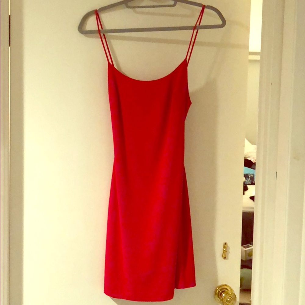 Red spaghetti strap dress